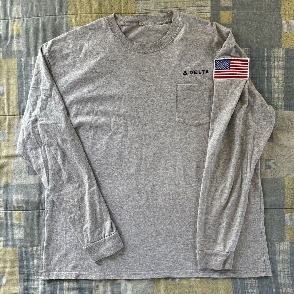 Zync Delta Gray Long Sleeve USA Patch Men's Sweater Sz 2XL